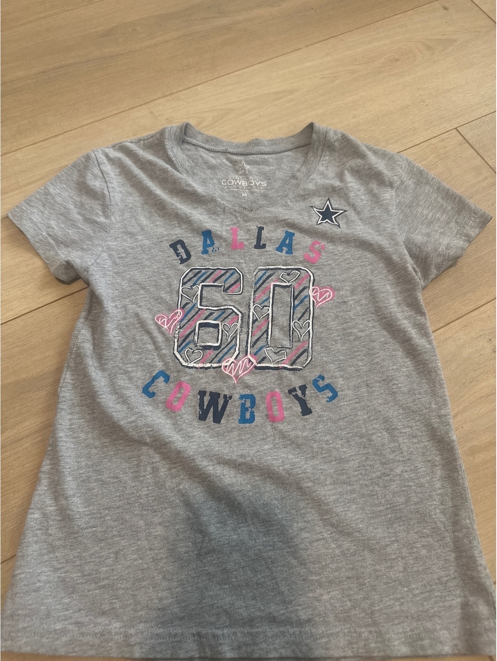 Dallas Cowboys Girls' Medium (8-10) Gray Cotton Blend T-Shirt